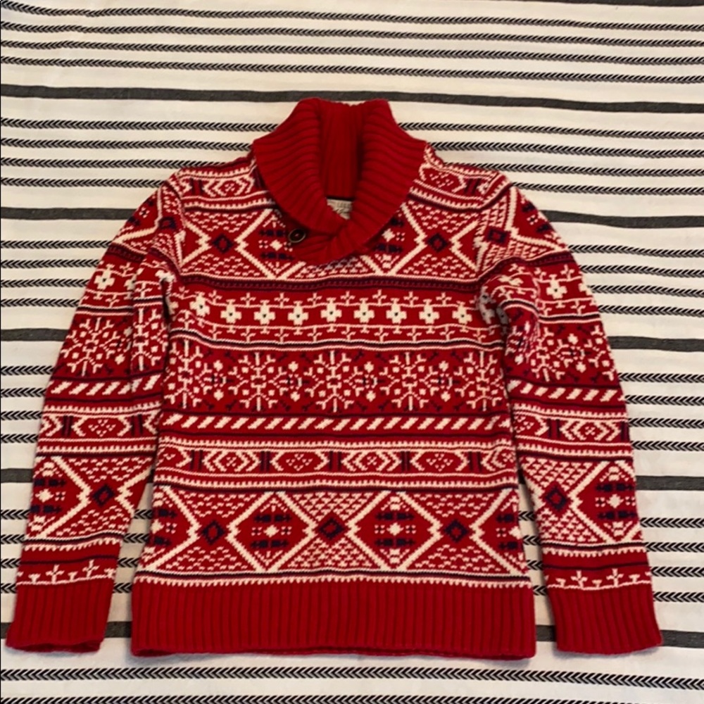H&M kids cotton fair isle red sweater 6